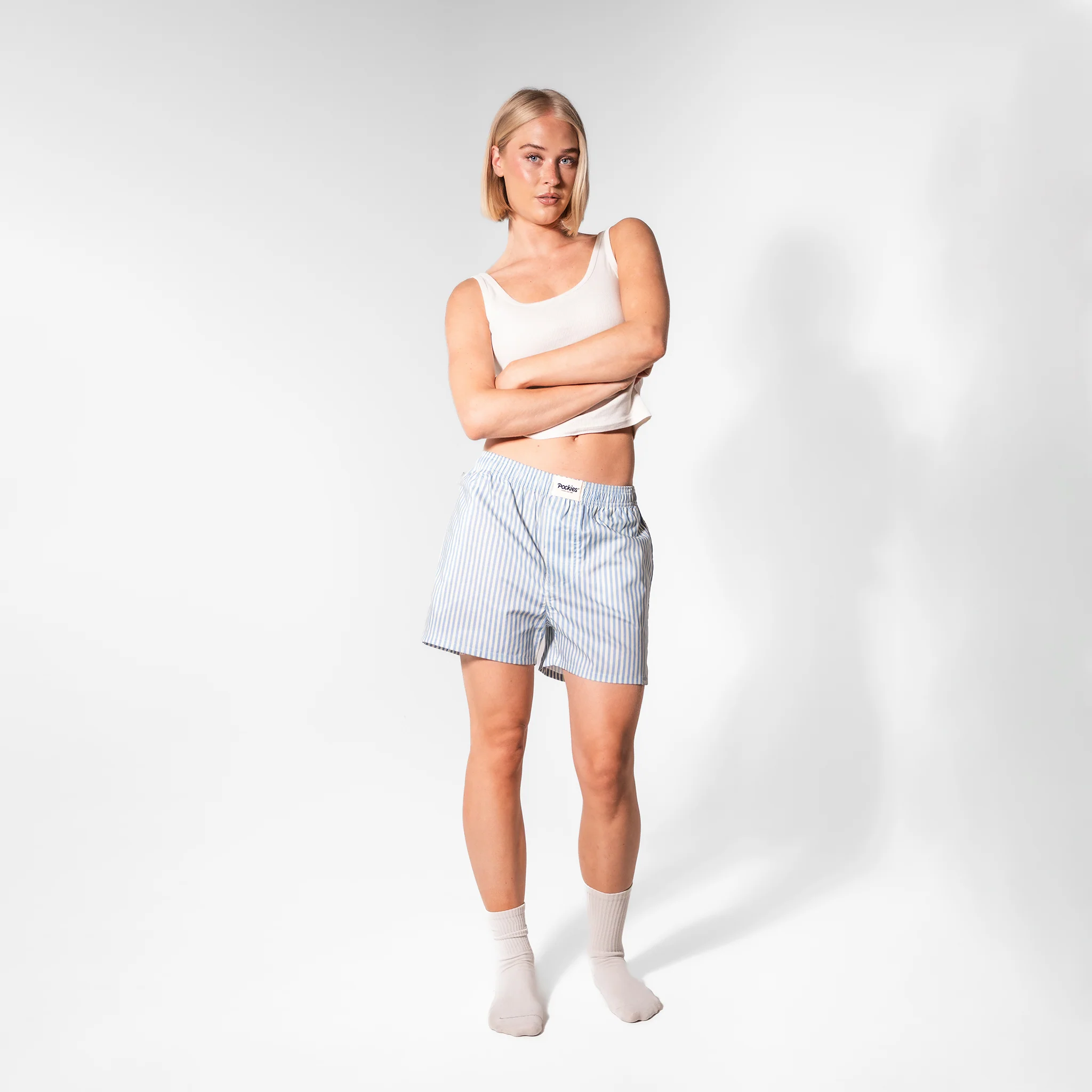 Ice Blue Striped - Boyfriend Boxers - Image 4