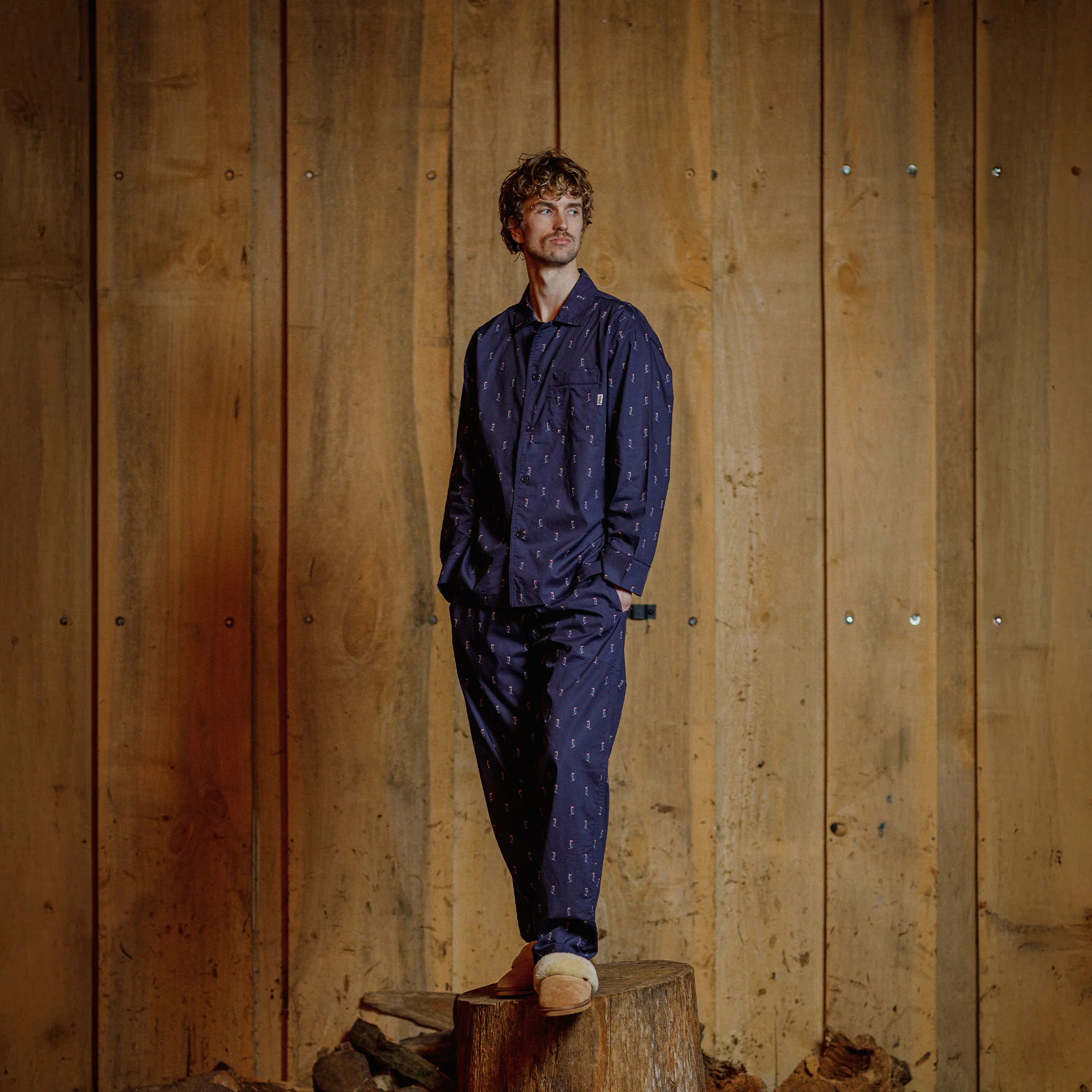 Ski Man Pyjama Shirt - Navy - Image 2